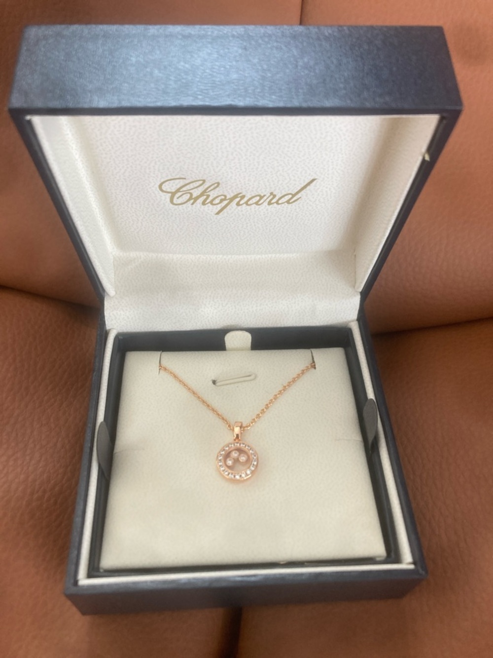 Chopard Rose Gold Diamond Halo Pendant Necklace - Elegant Women Jewelry
